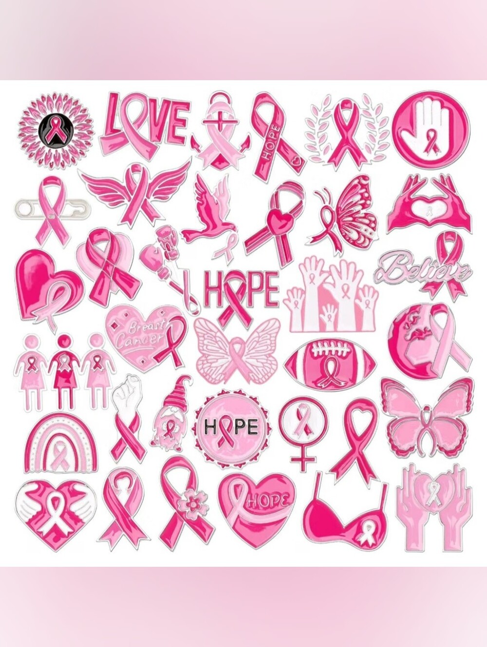 Pink Breast Cancer Awareness Enamel Pin - One